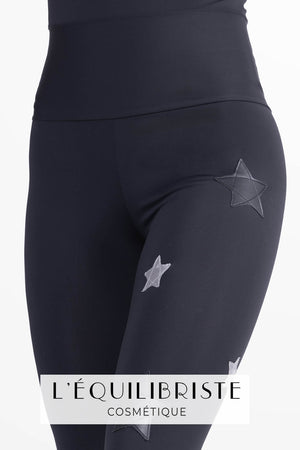 Caféiné Leggings Estrellas Piel Negra y Plata contra la celulitis