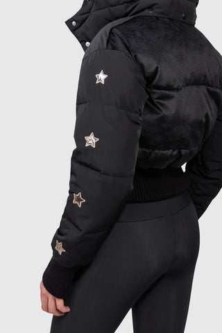 Megeve Velvet Cropped Ski Jacket Black