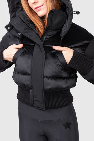Megeve Velvet Cropped Ski Jacket Black