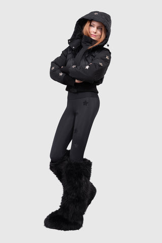 Megeve Velvet Cropped Ski Jacket Black