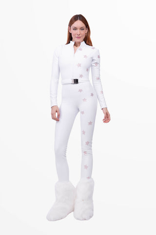 Cortina 2026 Super Warm Ski Suit White and Pink