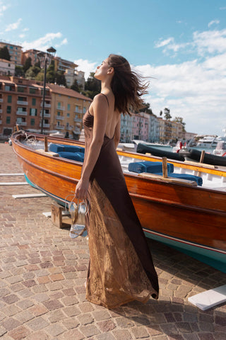 Transparence Abito in Lycra Setata e Pizzo