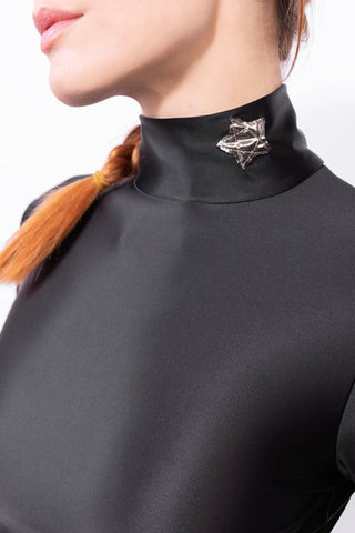 Silk-Effect Lycra Turtleneck with Gold Star