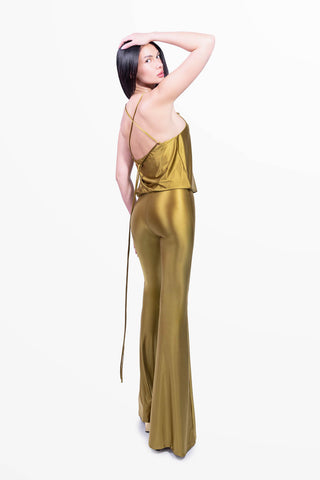 Moonlight Jumpsuit in Silk Lycra Lime