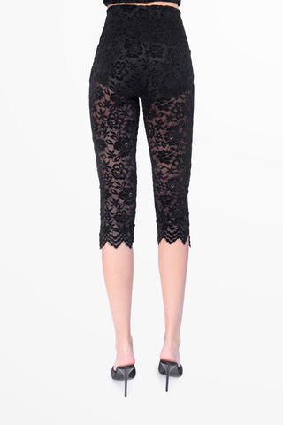 Transparence Midi Pants in Stretch Velvet Lace