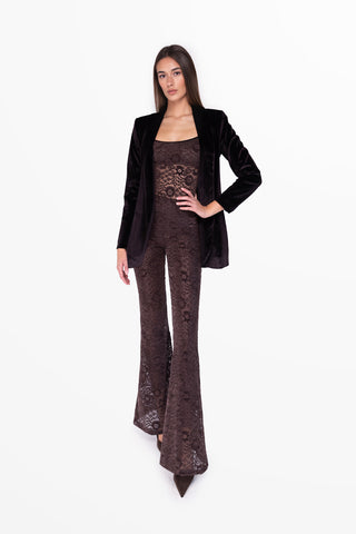 Transparence Lupetto e Pantalone Cioccolato con Margot Nera - look