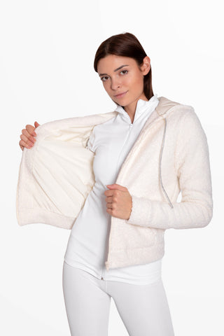 Orsetto White Jacket in Boiled Wool and Lycra