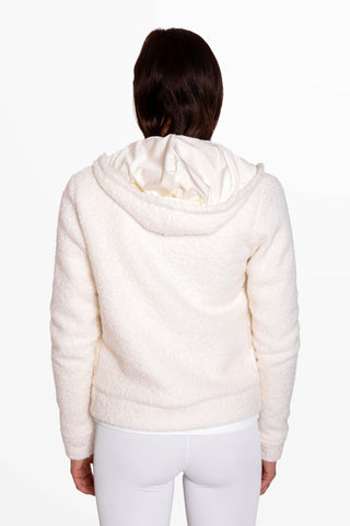 Orsetto White Jacket in Boiled Wool and Lycra