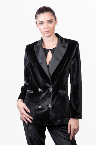Skyfall Velvet Dinner Double-Breasted Jacket Black