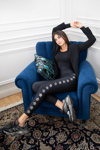 Sunday Leggings Negro con Baschina y estrellas lurex