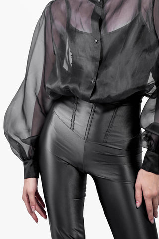 Odile Straight-Leg Trousers in Silk Lycra