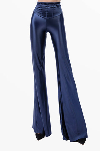 Odile Flared Ankle Trousers in Silk Lycra
