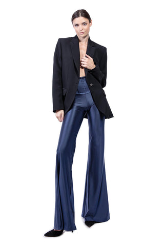 Odile Flared Ankle Trousers in Silk Lycra