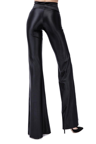 Odile Flared Ankle Trousers in Silk Lycra