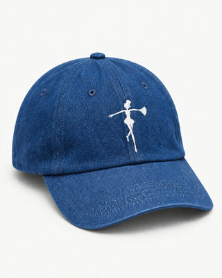 Gorra de denim con logo L'Equilibriste bordado, vista lateral