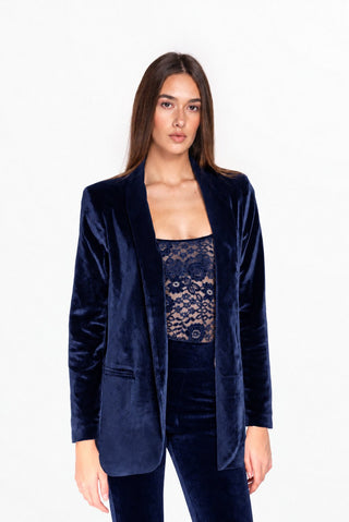 Margot Giacca in Velluto Navy - look