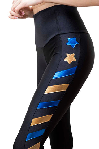 Graffiti Leggings Negro con Bande Mutlicolore
