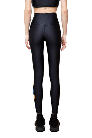 Graffiti Leggings Negro con Bande Mutlicolore