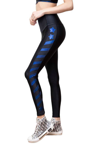 Graffiti Leggings Negro con Bande Mutlicolore