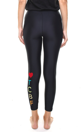 Personalised Leggings with One Heart and Letters Applied Vertically