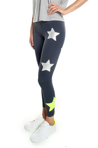 Gemelli Leggings grigio, stelle argento e giallo - L'Equilibriste