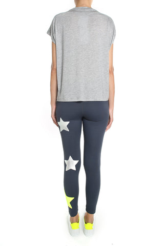 Gemelli Leggings grigio, stelle argento e giallo - L'Equilibriste