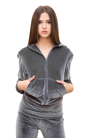 Andromeda Grey Velvet Tracksuit