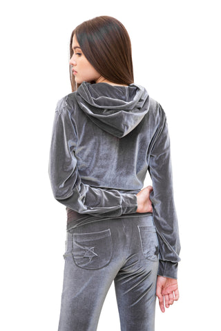 Andromeda Grey Velvet Tracksuit